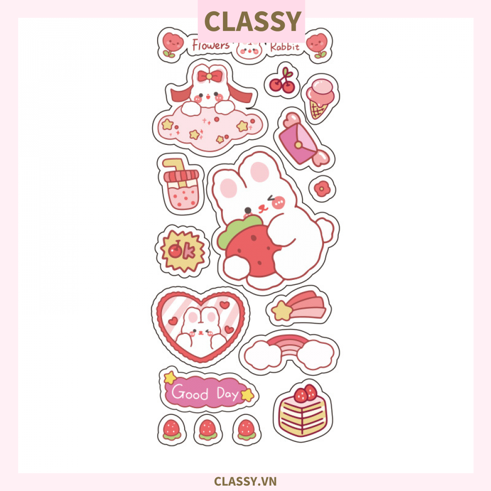 Classy Hình dán, sticker dễ thương, sticker dán laptop, điện thoại, sổ, bình nước nhiều họa tiết PK1380