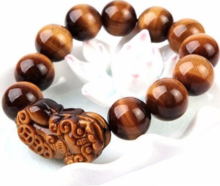 Vòng Tay Chuỗi Hạt Tỳ Hưu Opal Mắt Hổ Vàng Tự Nhiên 12MM