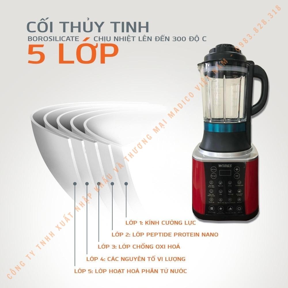 Máy nấu sữa hạt WINGS LM-358H với 10 chức năng nấu công suất 1800W - Hàng nhập khẩu