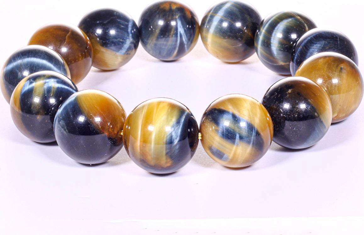 Vòng tay nam đá thạch anh mắt ưng AAA hạt đá 18mm mệnh thủy, mộc - Ngọc Quý Gemstones