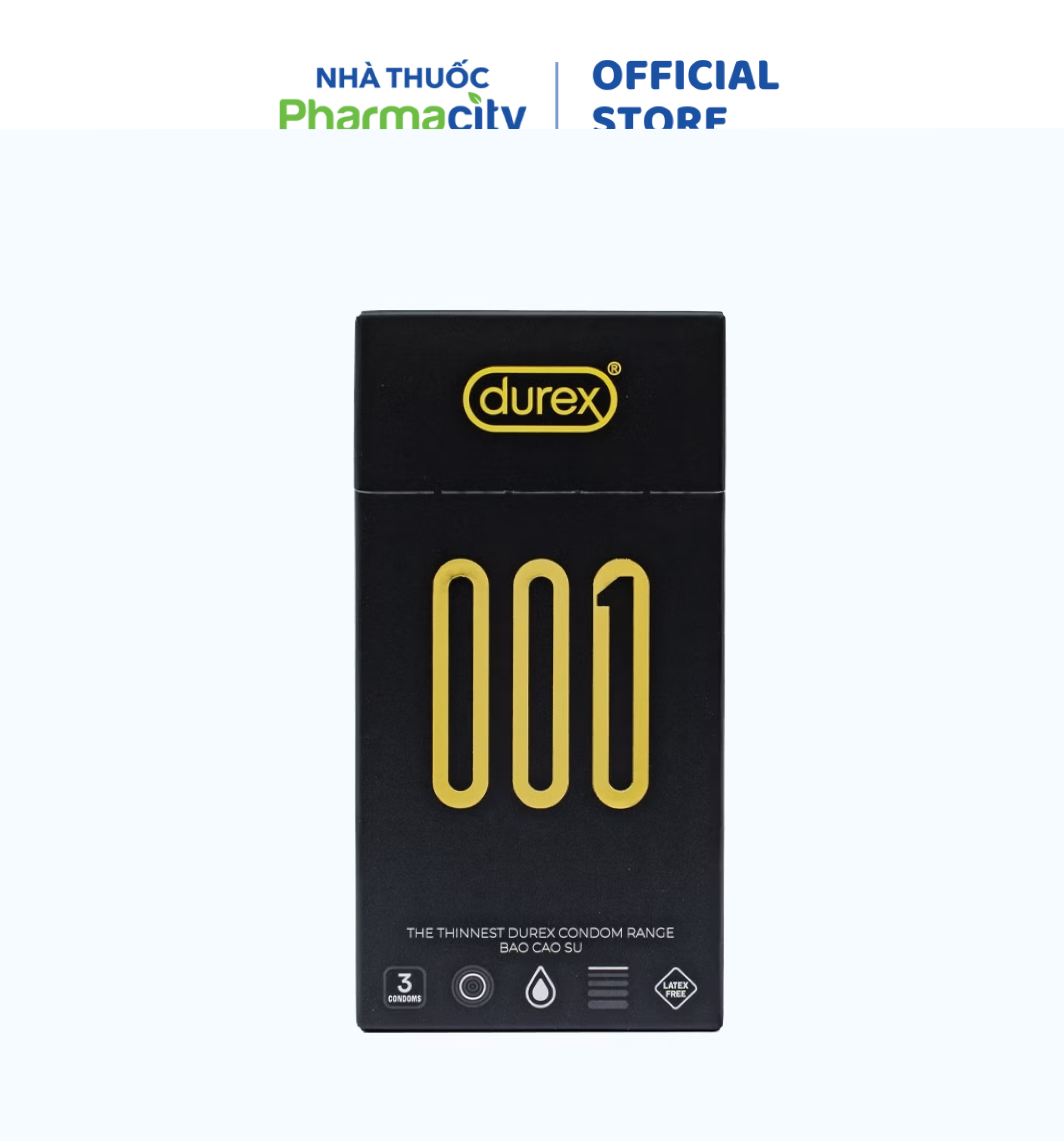 Bao cao su DUREX 001 Water based polyurethane (Hộp 3 cái)