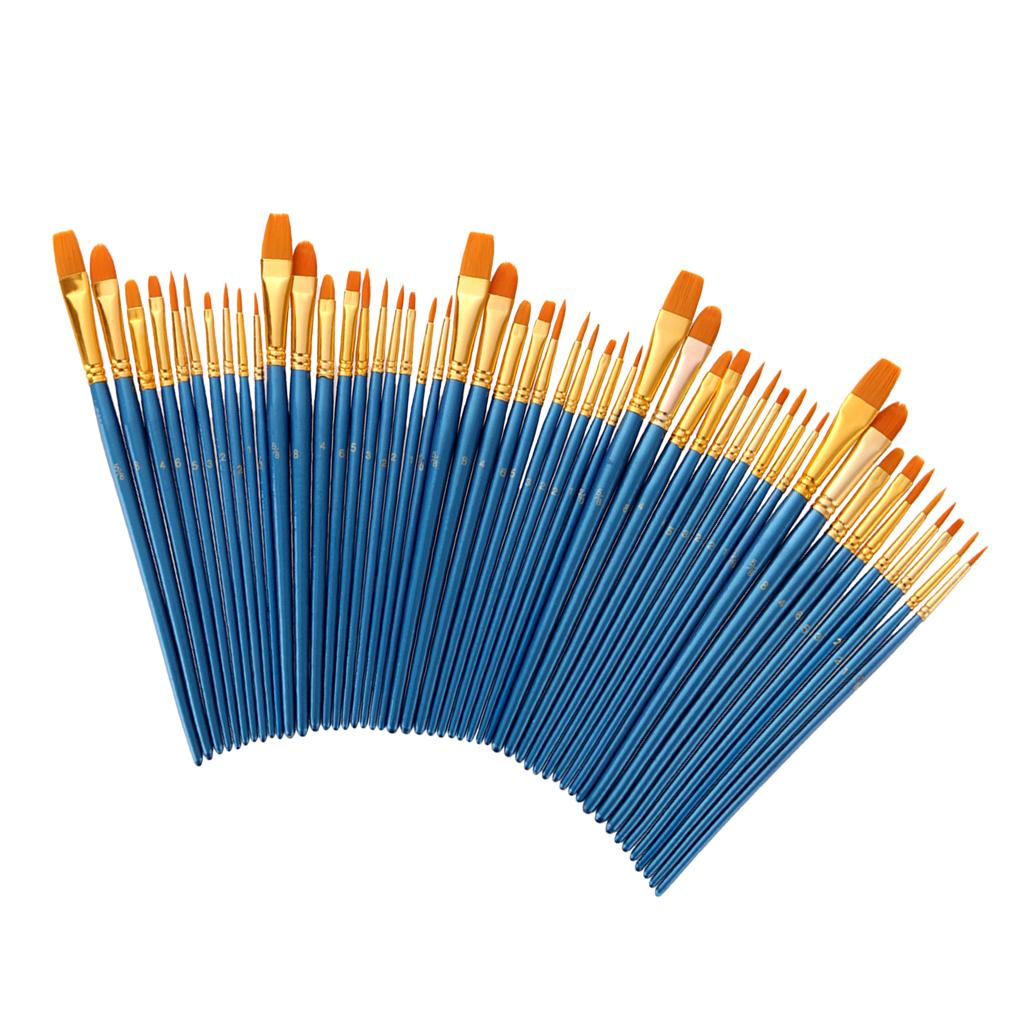 50 Cái Bút Lông Bộ Sơn Chuyên Nghiệp Bàn Chải Tròn Phẳng Đầu Nhọn Cho Acrylic Màu Nước Dầu Tạo Tranh vẽ Vật Dụ