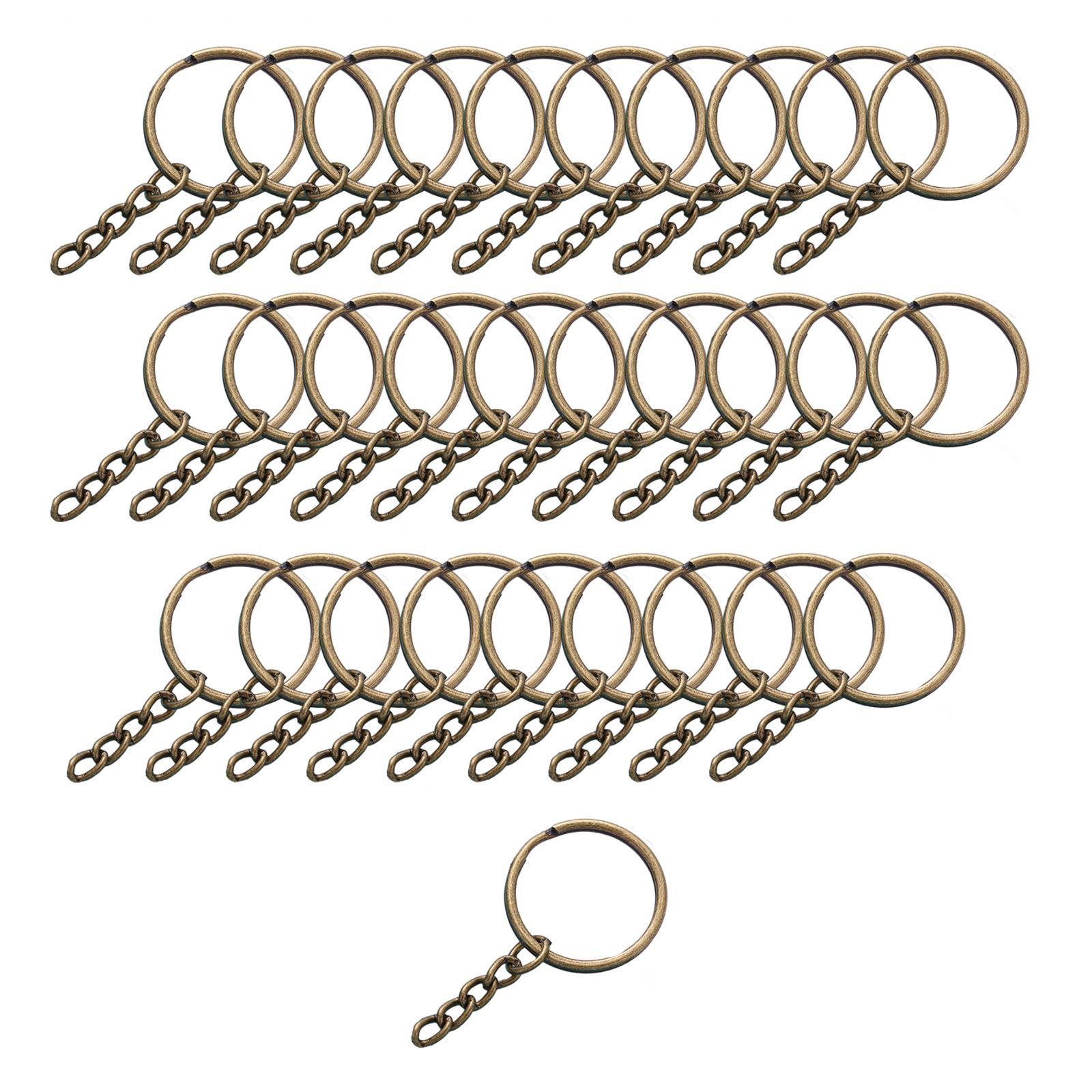 30Pcs Split Keyrings with Chain 1" 25mm Keychain Rings Key Chain Rings Set for DIY Crafts