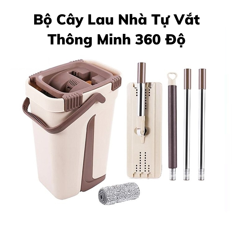 Bộ cây lau nhà tự vắt kèm thùng 2 ngăn cao cấp