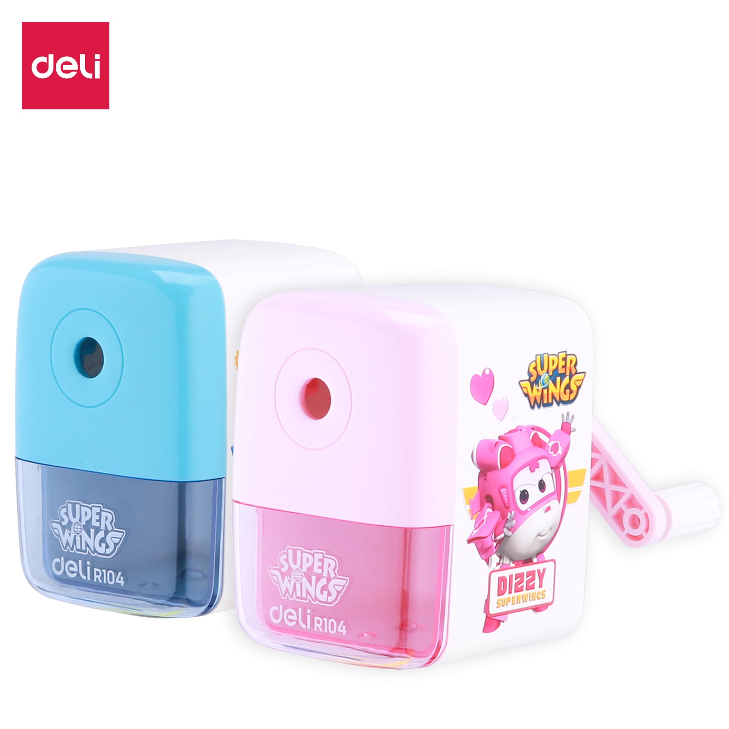 Gọt chì quay tay Deli - hình nhân vật Super Wings - Xanh/Hồng - 1 chiếc - ER10409