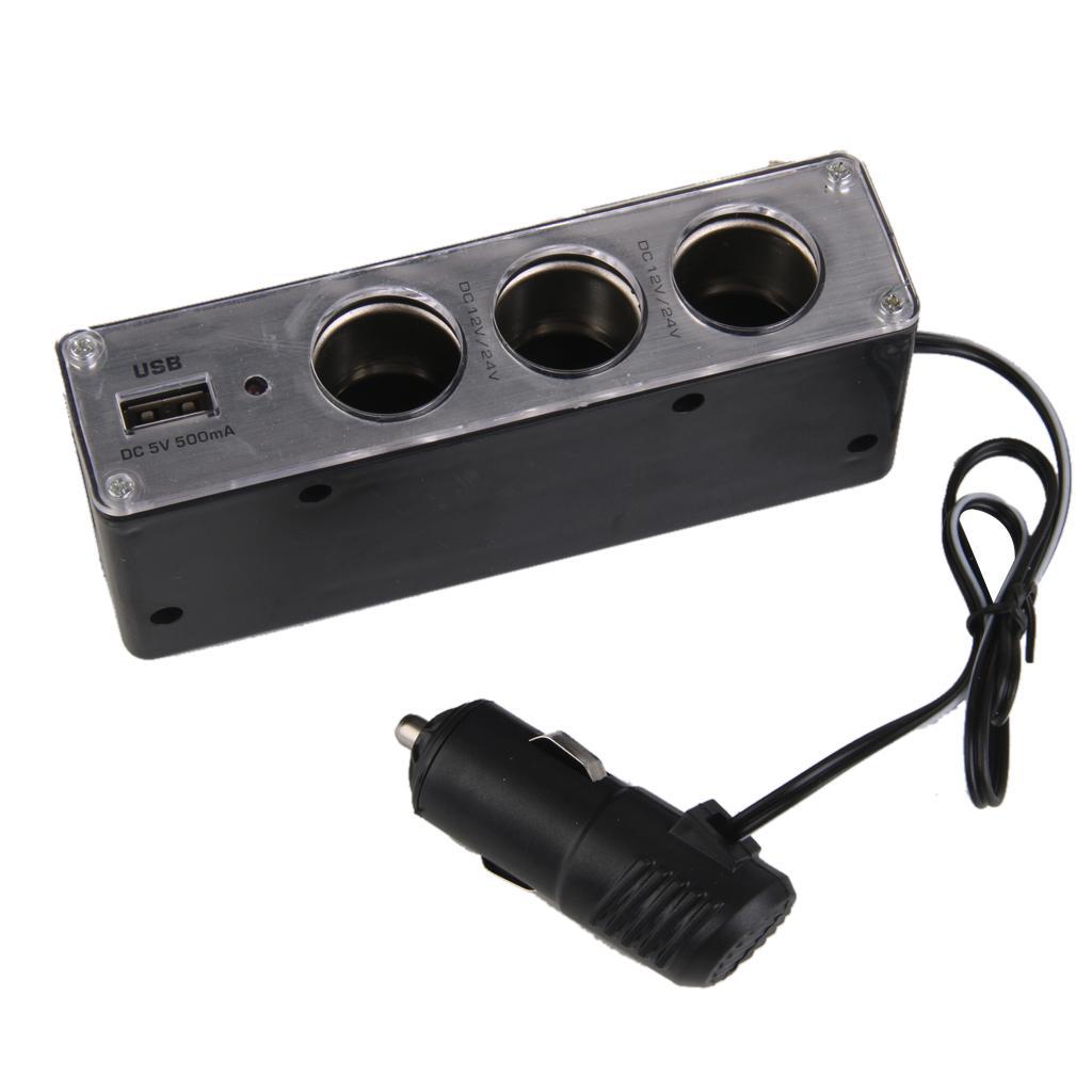 DC 12V USB Port Socket Car Lighter Splitter Adapter Charger