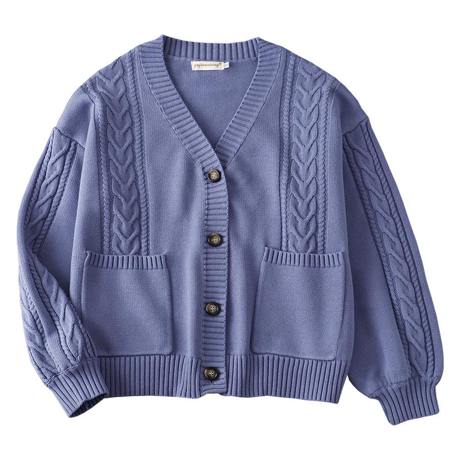 Phong Cách Mới Nhất Nhật Bản Đại Học JK Đồng Nhất Mới Áo Len Cardigan Nhiều Màu Xuân Hạ Thu Đông Rời Xoắn Cotton Nguyên Chất Dệt Kim Dày Dặn