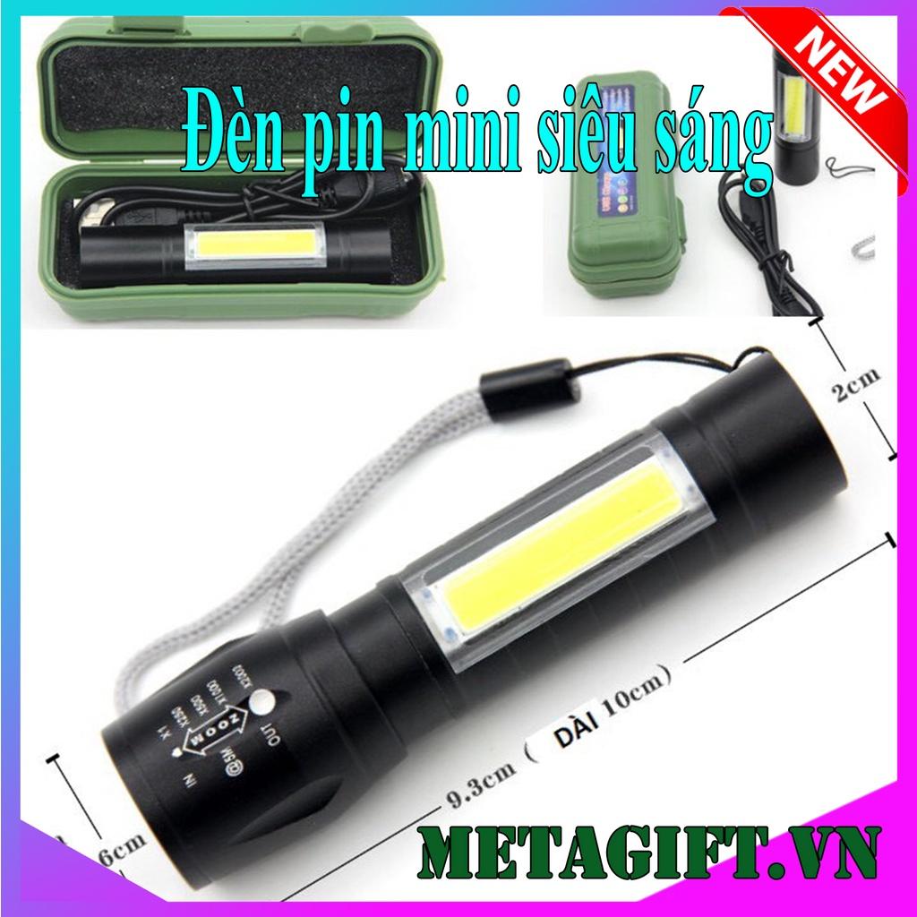 Đèn pin siêu sáng mini bin sạc điện usb bóng led xpe cob có zoom chống nước cầm tay chuyên dụng