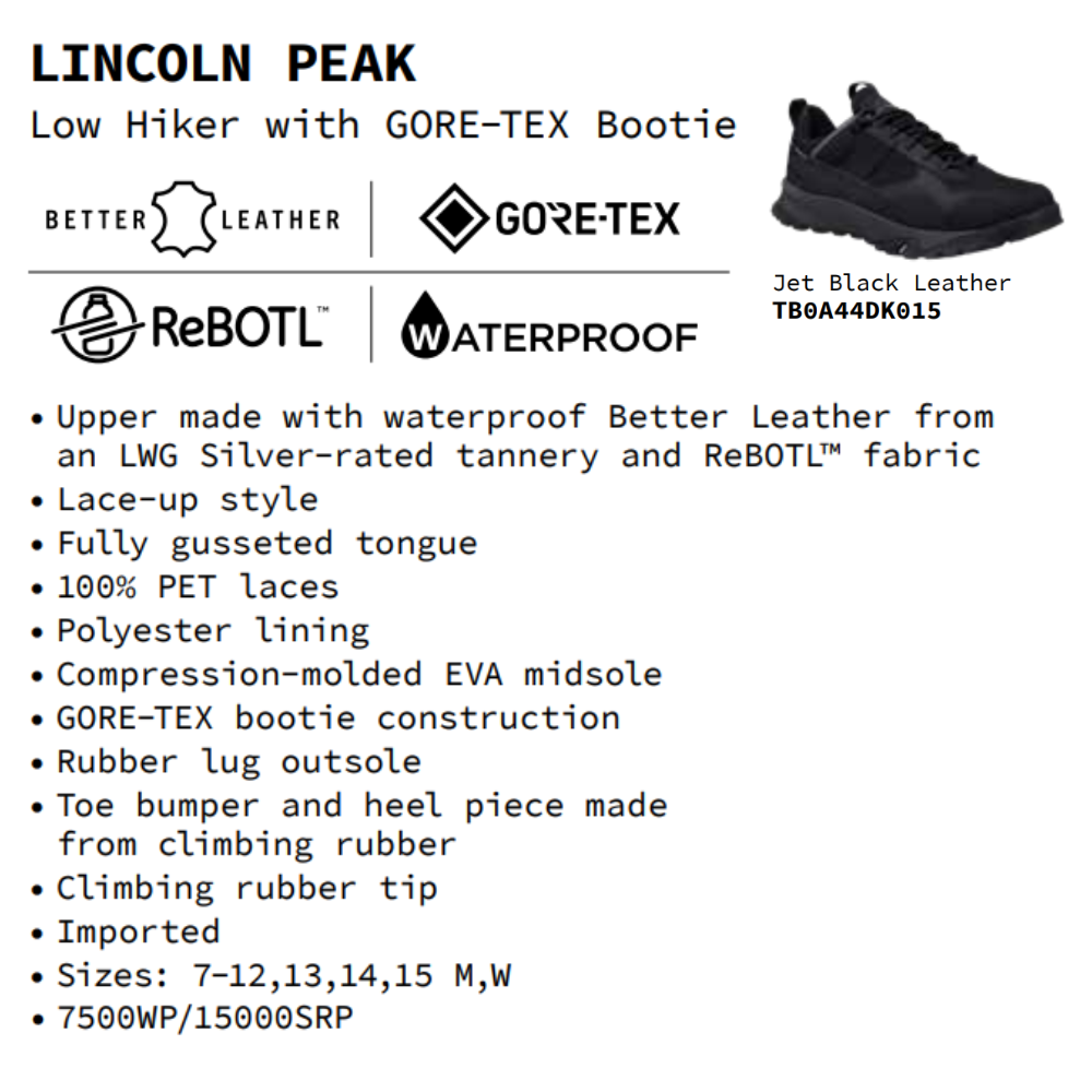 [Original] Timberland Giày Thể Thao Nam Leo Núi Lincoln Peak Low GTX TB0A44DK04