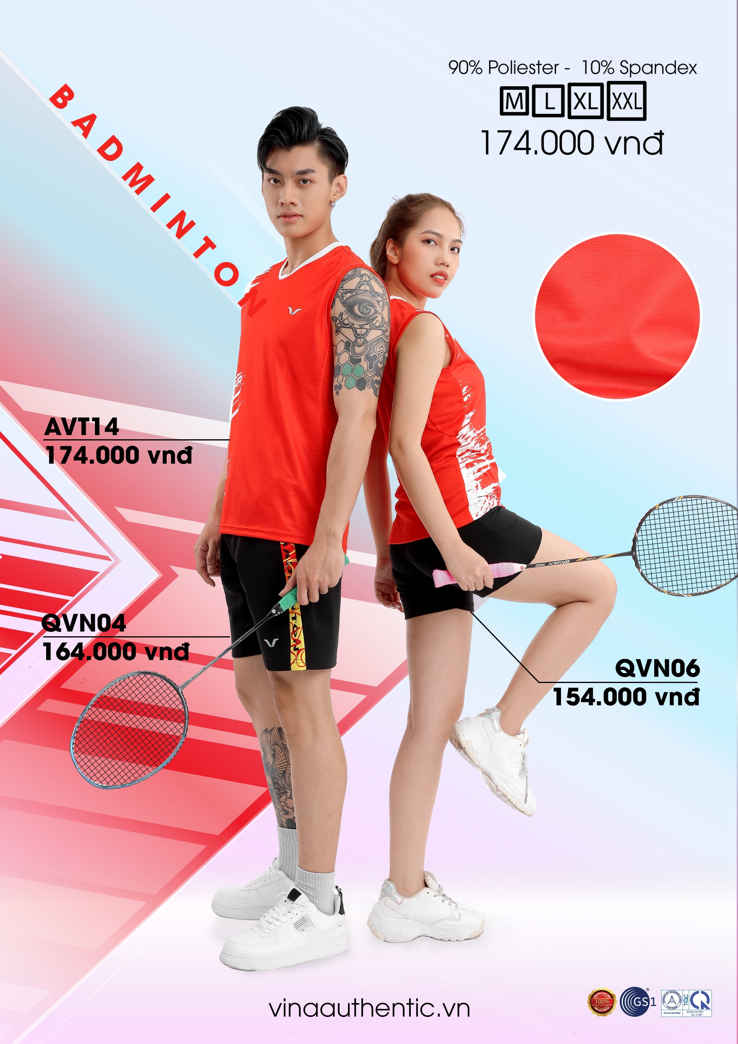 [SIÊU SỐC - XẢ KHO CẮT MÃ GIẢM TỚI 50%] ÁO ĐÔI THỂ THAO NAM NỮ CPVNAVT14 VINA AUTHENTIC CHẤT LƯỢNG CAO CẤP, MỀM MẠI, THẤM HÚT MỒ HÔI, HỢP THỜI TRANG