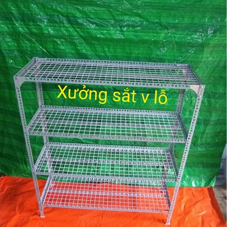 Kệ sắt V lỗ( lưới ô vuông ) Rộng 20cm x Chiều dài 60cm ( Cao từ 60cm đến 1,5M) Nhiều tầng