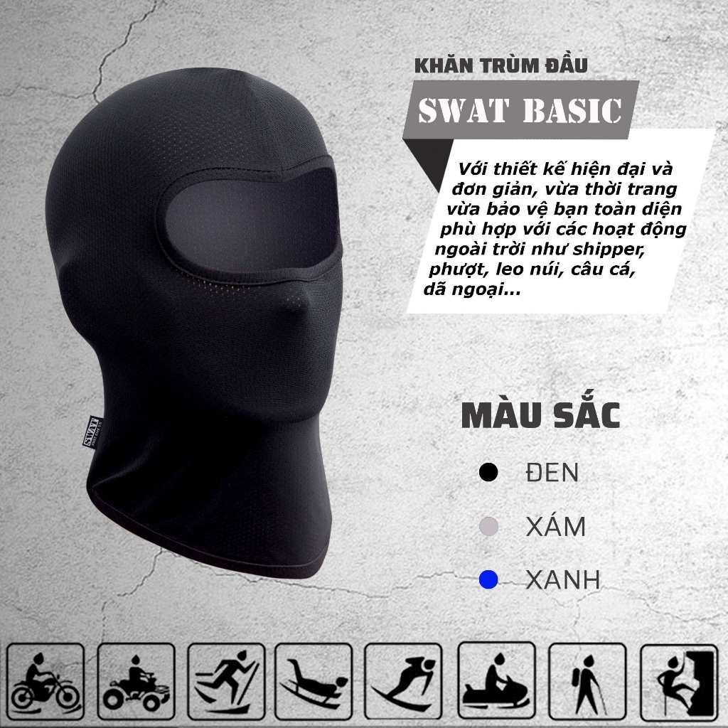 Khăn trùm kín mặt chống nắng, chống tia UV khi đi xe dành cho cả nam và nữ Rimix Khẩu trang băng lụa chống nắng cao cấp chống tia UV, chống bụi, UPF50+