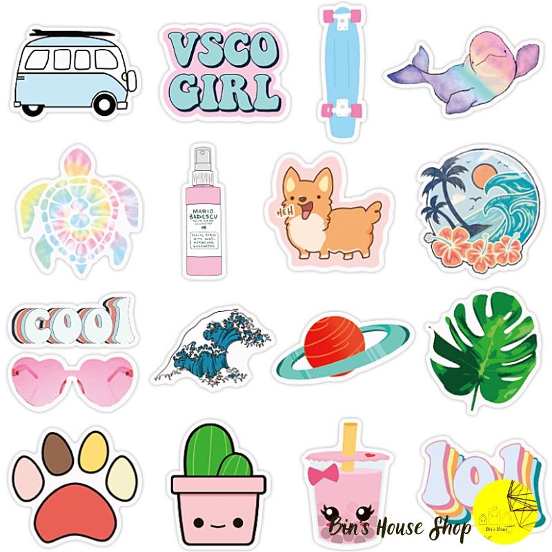 Bộ Sticker - Miến Dán Siêu Kute - Họa Tiết Đủ Loại- Vintage - màu sắc cực cute 2 (bộ 50 miếng)