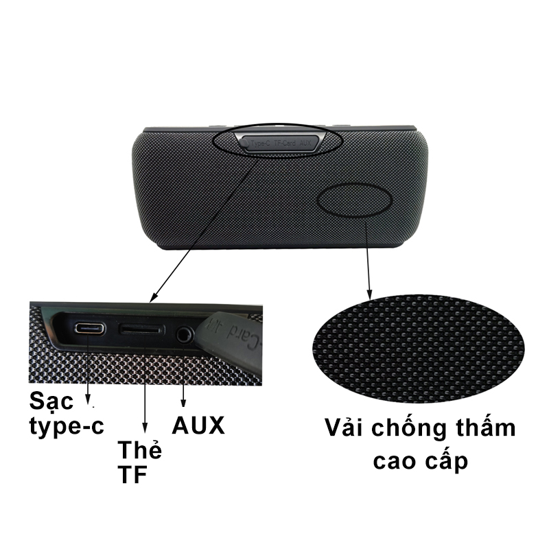 Loa Bluetooth Công Suất Lớn Âm thanh Bass Loa di động Không dây Ngoài trời Không thấm nước - Hàng Chính Hãng PKCB