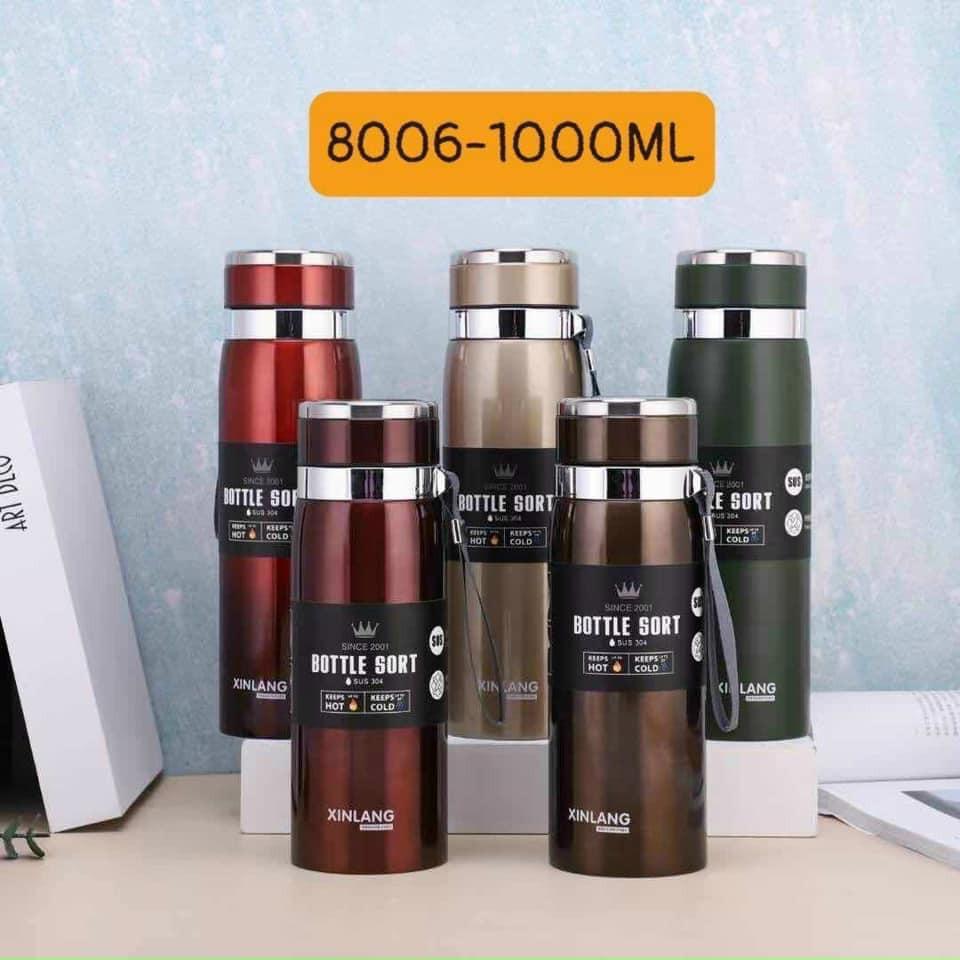 BÌNH GIỮ NHIỆT RUỘT INOX 1000ML CÓ QUAI XÁCH TIỆN DỤNG