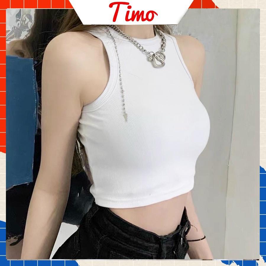 Áo croptop, Áo ba lỗ nữ phông trơn dáng ôm co dãn phong cách mùa hè năng động cá tính ACN004