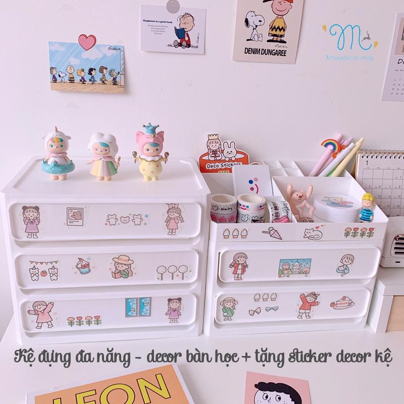 Tủ kệ đựng sách vở văn phòng phẩm + Tặng sticker decor kệ