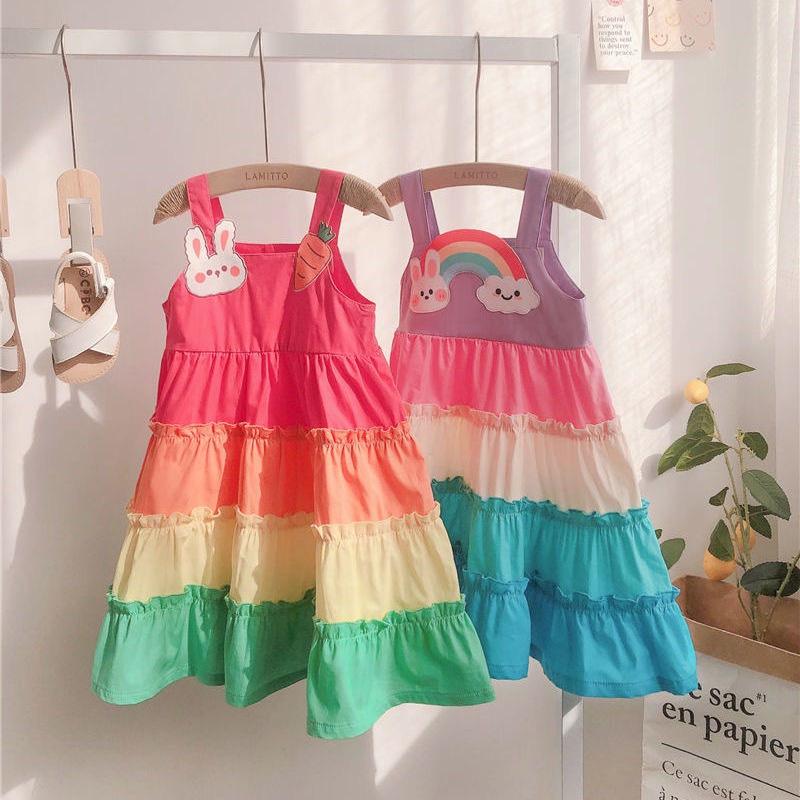 Váy hai dây bảy sắc cho bé gái từ 15-25kg