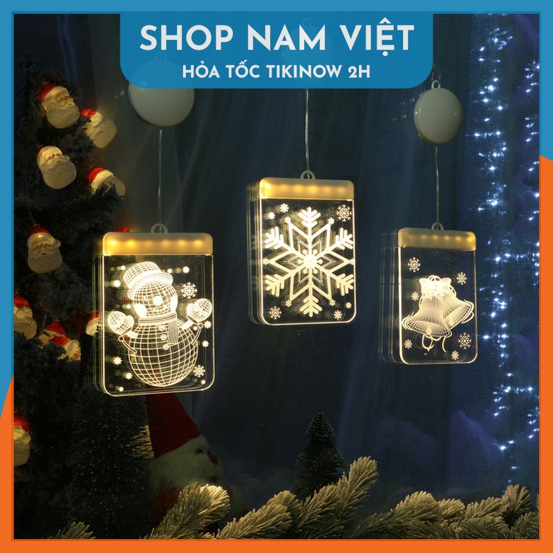 Dây Treo Đèn LED 3D Hình Cây Thông, Chuông Trang Trí Giáng Sinh, Noel - Chính Hãng NAVIVU