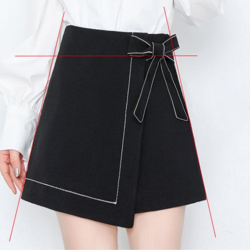 Chân Váy Chữ A Trơn Chỉ Nổi Đính Nơ Kanimi Lưng Cao, Siêu Hack Dáng Cá Tính Siêu Đẹp