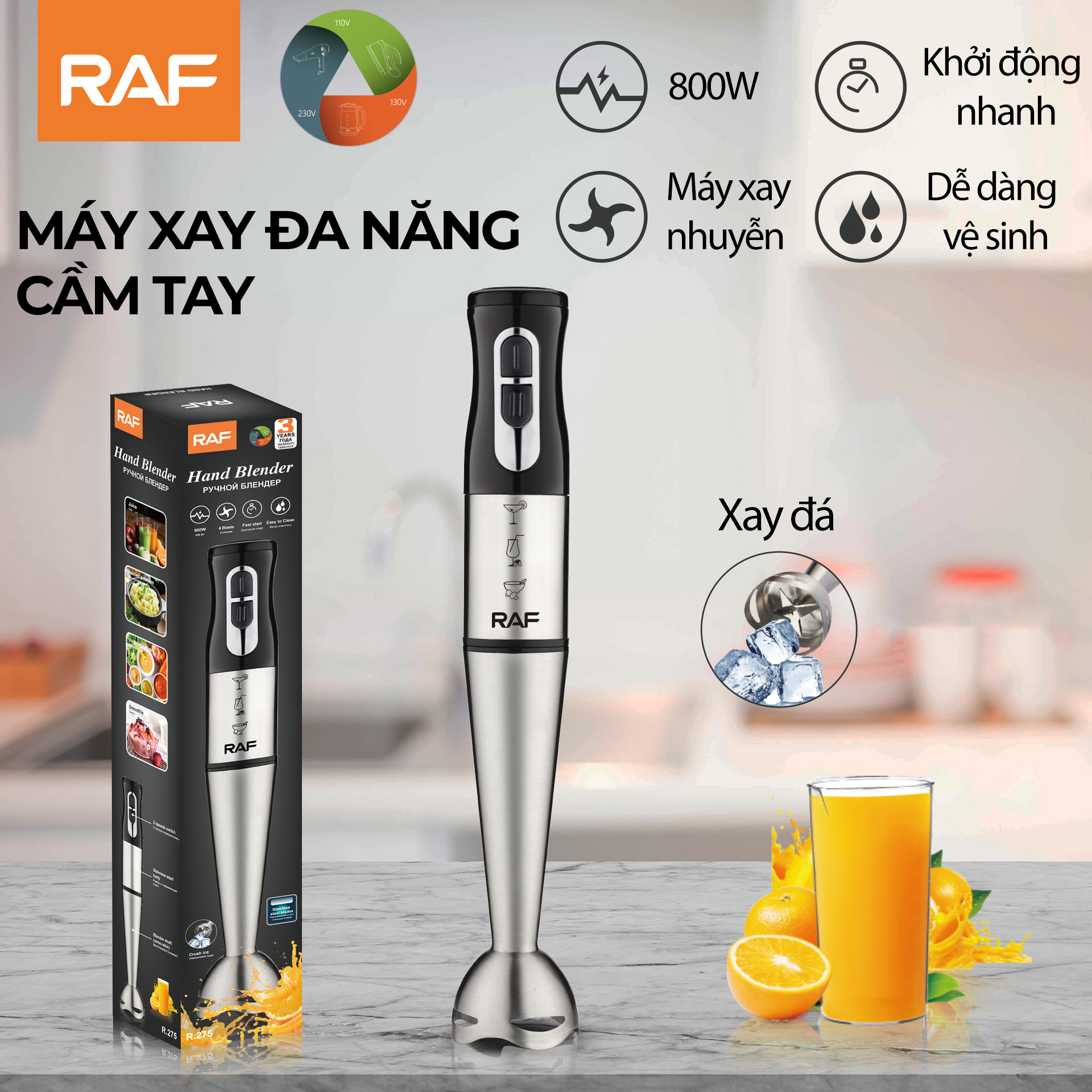 Máy xay đa năng cầm tay RAF, động cơ mạnh mẽ - K1424