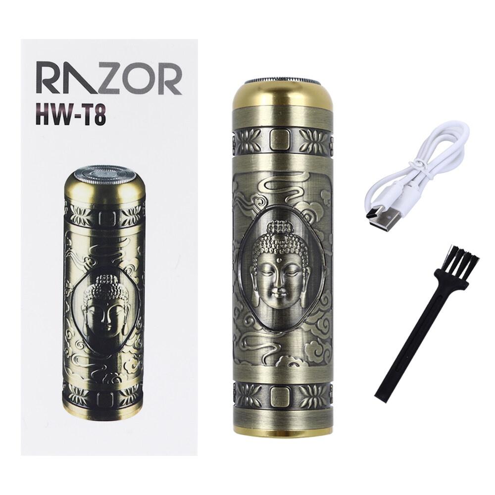 Máy Cạo Râu Hình Phật Sạc Điện USB Cho Nam Không Đau Với Bàn Chải Làm Sạch Một Cách Nhanh Chóng.