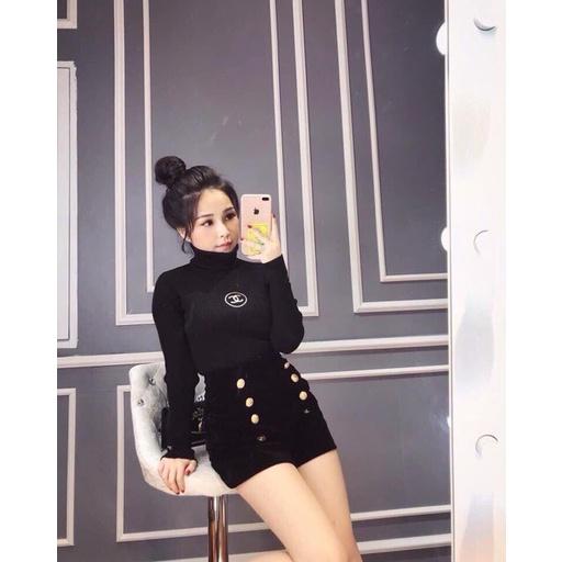 Quần sooc nữ cạp cao chất nhung 8 khuy siêu hot tôn dáng