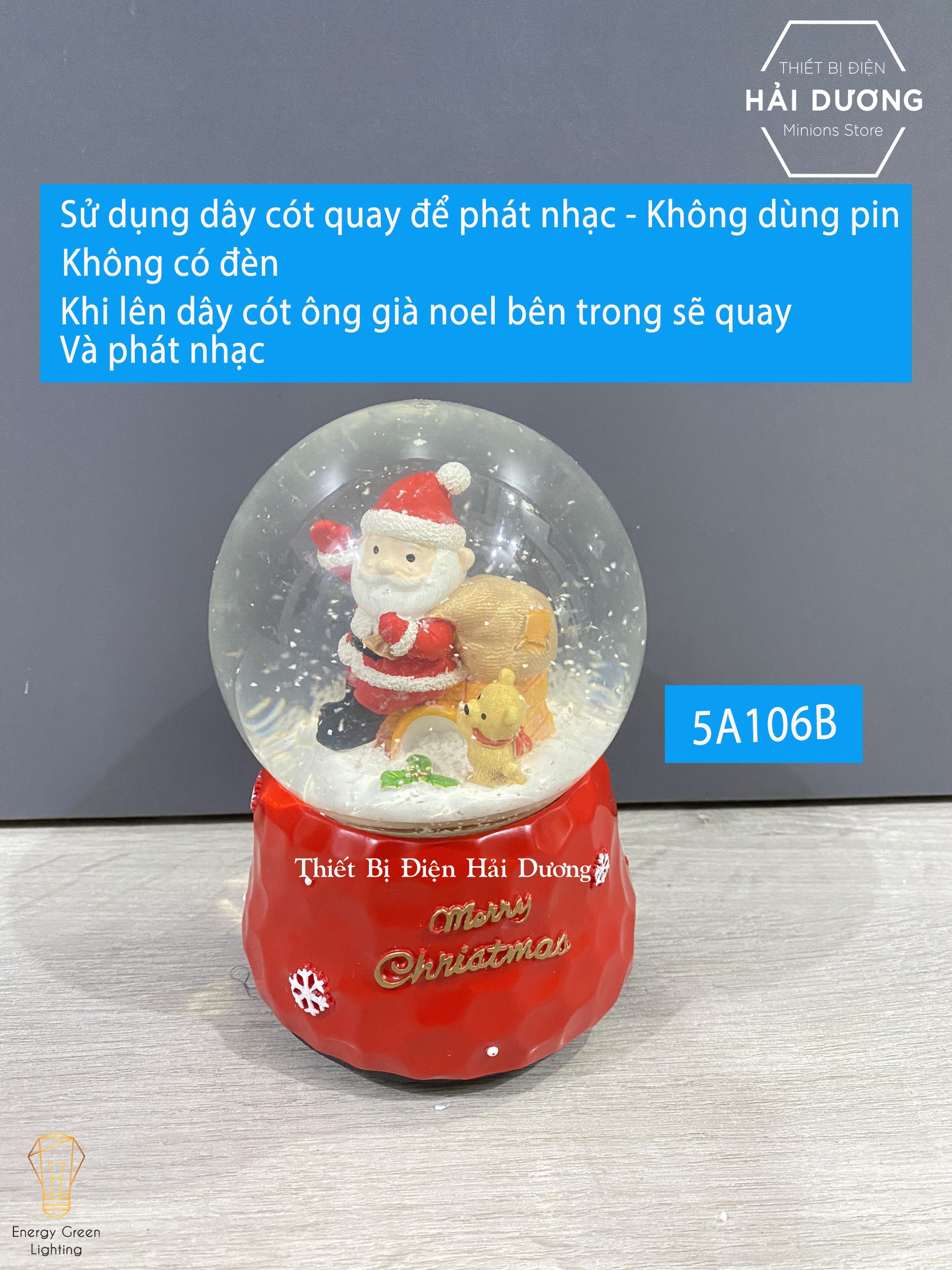 Quà Tặng Giáng Sinh 15 mẫu - Quả cầu tuyết phát nhạc ông già noel và chú tuần lộc tặng pin  - Có video - Size to nhất