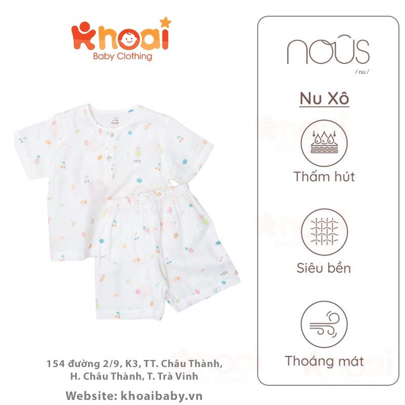 Bộ cộc Nous xô trắng dứa cherry vàng - Chất liệu Nu Xô 100% cotton thiên nhiên