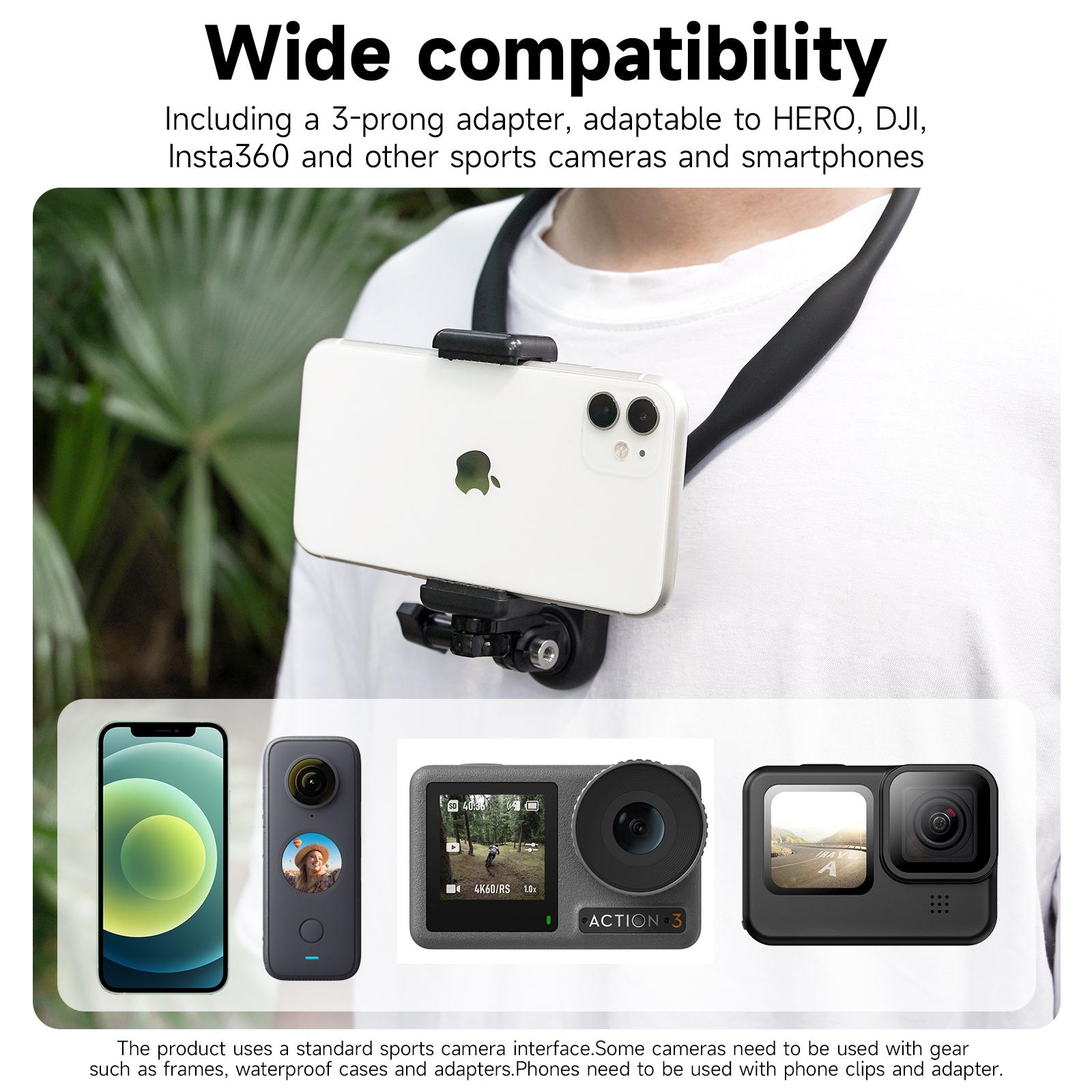 Telesin New giữ Mount Mount Mount For GoPro Hero 11 10 9 8 7 6 5 Insta360 Dji Osmo Action Silicone Action Camera Phụ kiện