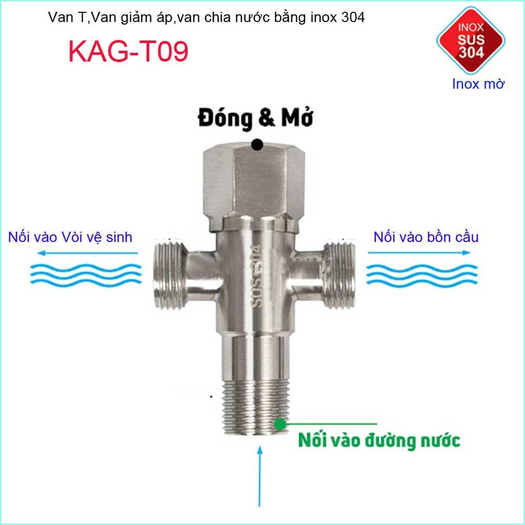 Van giảm áp lực nước chữ T , van T chia nước Inox 304 KAG-T09