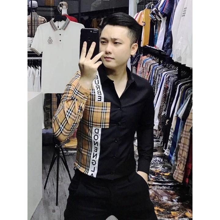 Áo sơ mi nam tay dài phối BBR 1 bên