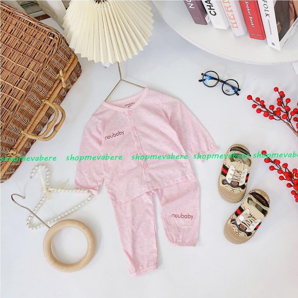Bộ dài tay cotton NouBaby cài cúc giữa cho bé trai bé gái sơ sinh 3-13kg - BO32