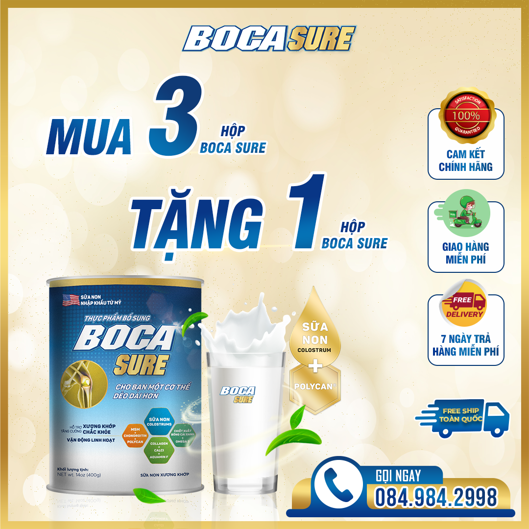 Mua 3 tặng 1 BOCA SURE hỗ trợ xương khớp ALIFACO Sữa Non sữa non nhập khẩu từ Mỹ 400gr