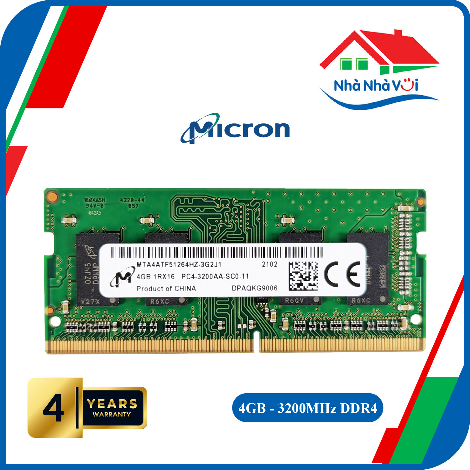 Ram Laptop Micron 4GB Bus 3200 DDR4 - Hàng Nhập Khẩu