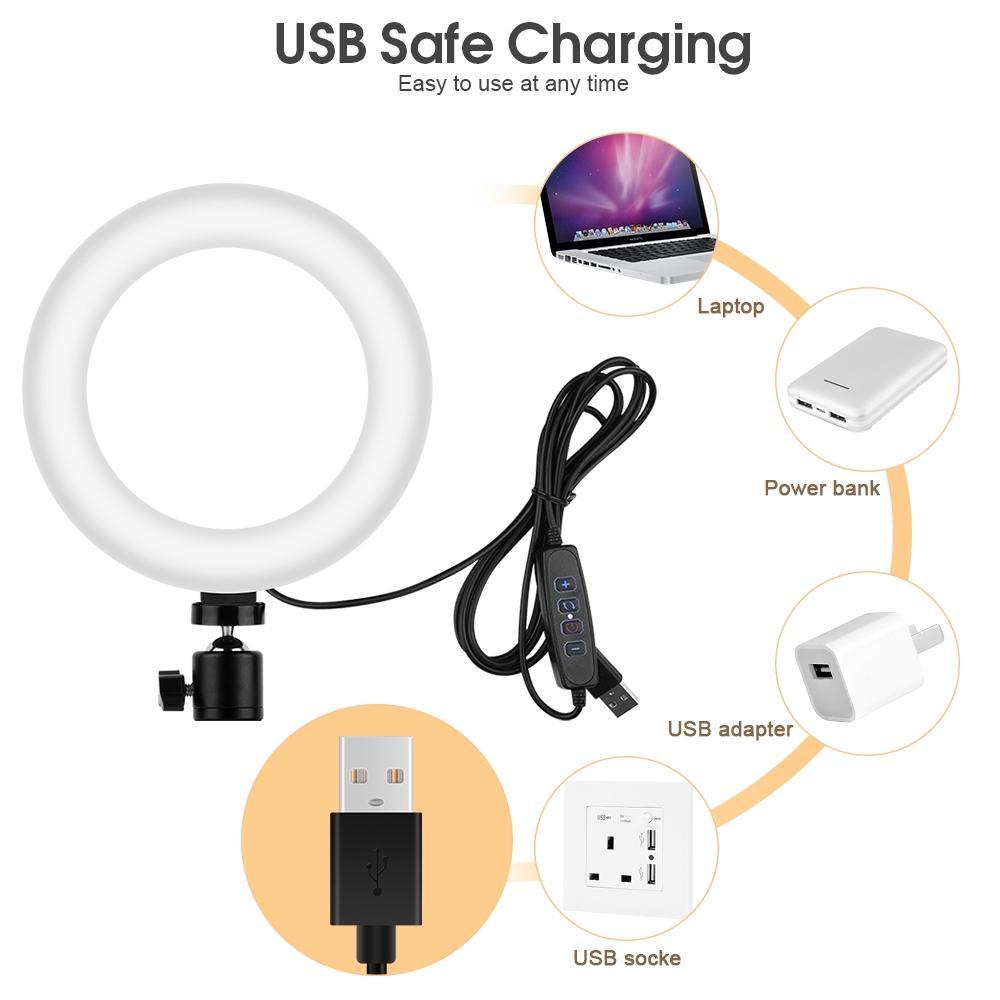 Đèn Led Tròn Hỗ Trợ Chụp Ảnh Cho Điện Thoại