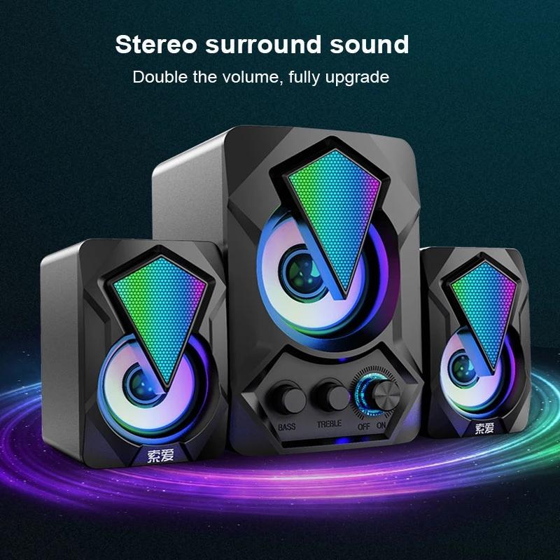 RGB Light Máy tính Bluetooth Loa đa phương tiện Nhà hát Subwofer Power Center Power Music Hỗ trợ cho loa PC màu máy tính xách tay máy tính để bàn: 2.1 Phiên bản tiêu chuẩn