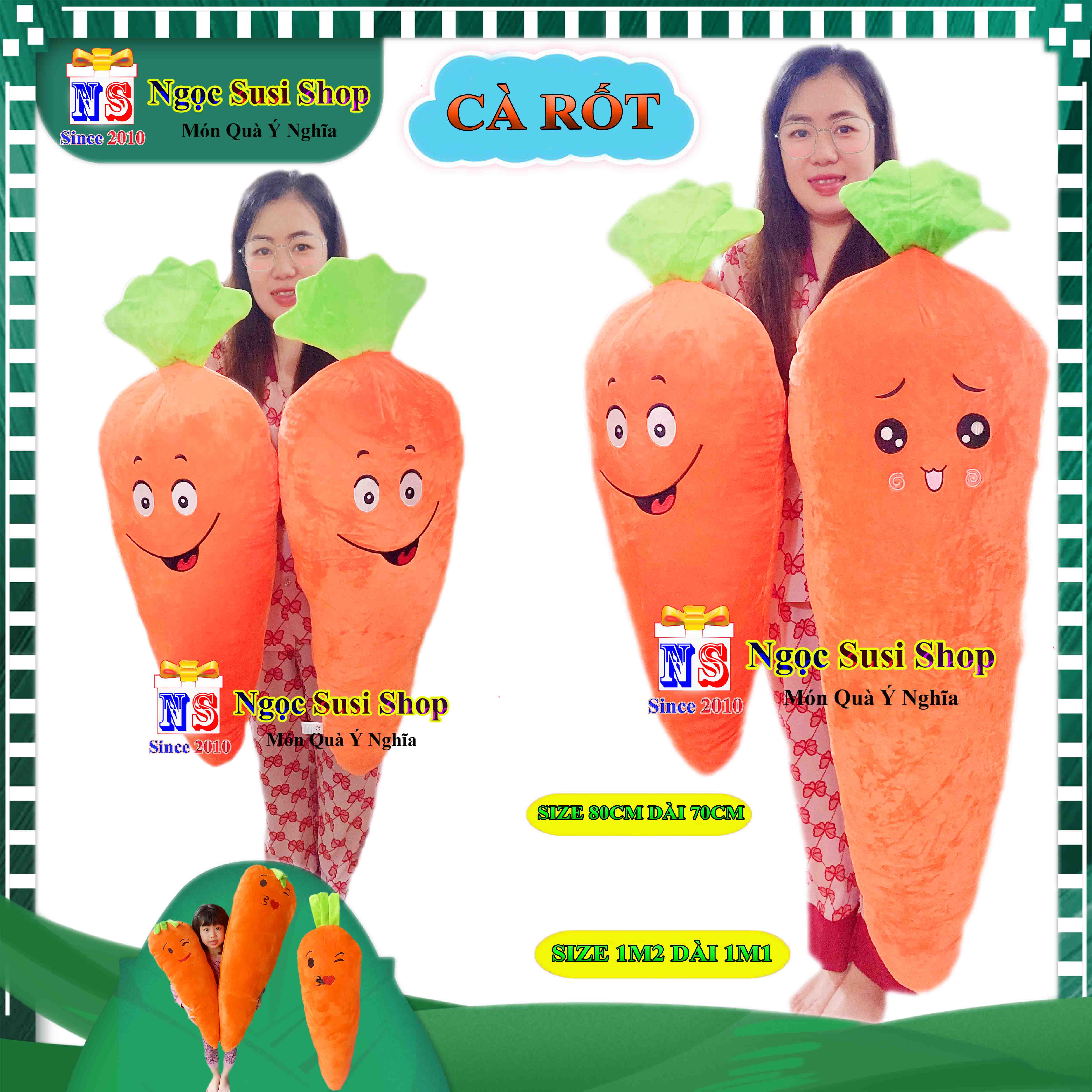 THÚ BÔNG CÀ RỐT SIÊU TO DÀI ÔM NGỦ RẤT MỊN - GỐI ÔM HÌNH CÀ RỐT