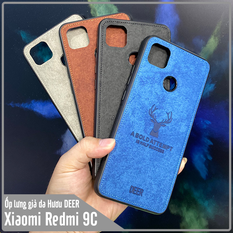 Ốp lưng cho Xiaomi Redmi 9C giả da con hươu DEER - Nhựa dẻo TPU