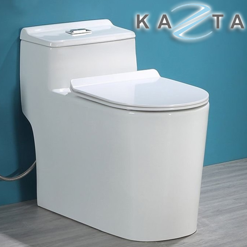 Combo Thiết Bị Nhà Tắm Cao Cấp KAZTA KZ-CBT02: Bồn Cầu Xả Xoáy Nắp Êm-Lavabo Đặt Bàn Đá-Sen Tắm Đứng Nóng Lạnh-Kèm Bộ Phụ Kiện Nhà Tắm