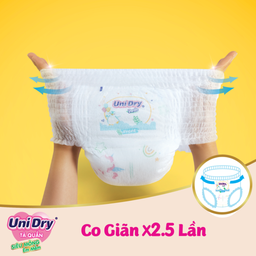 Combo 2 tã quần em bé siêu mỏng UniDry  - Tặng 2 gói khăn ướt Unifresh VitaminE 80M