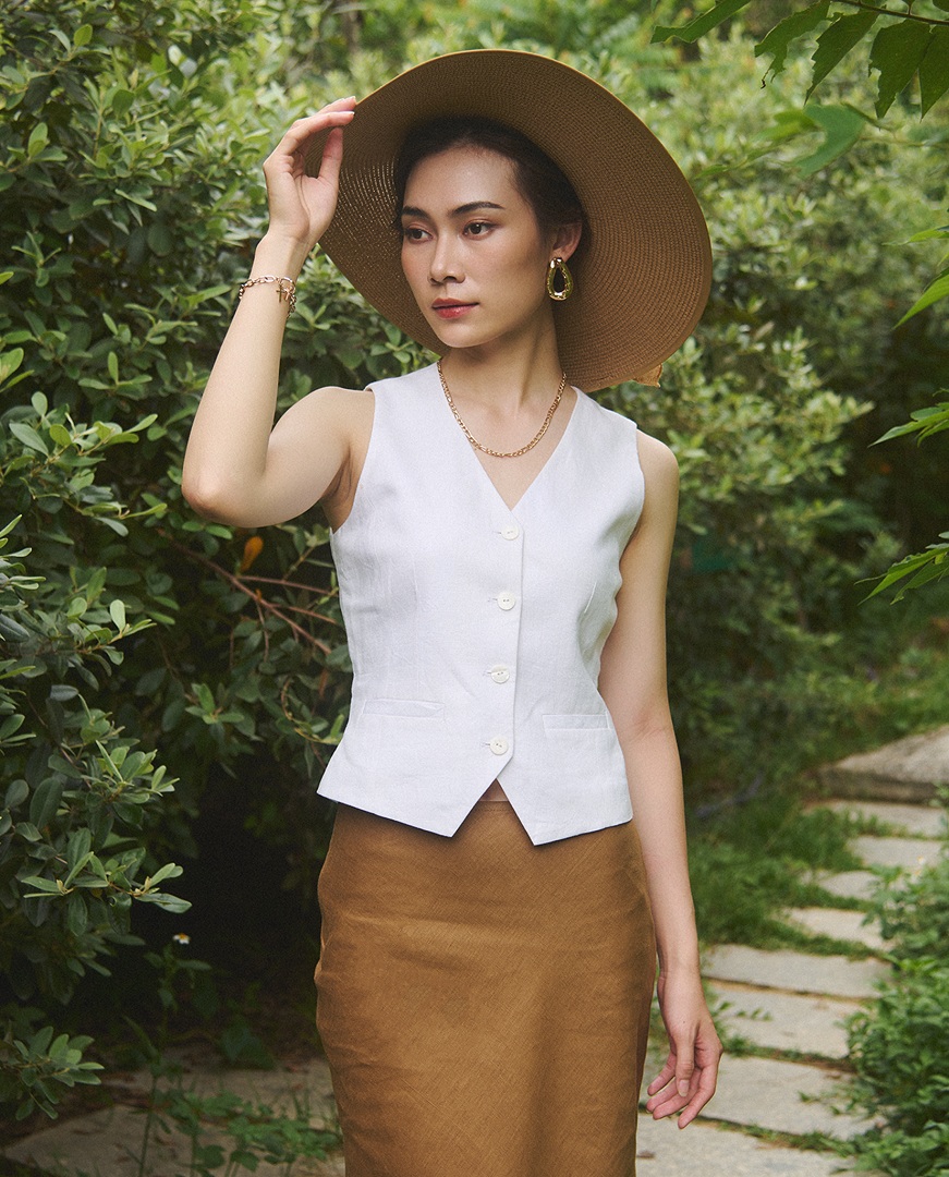 Áo Gilet Linen An Nam TOP203 thời trang thiết kế Hity