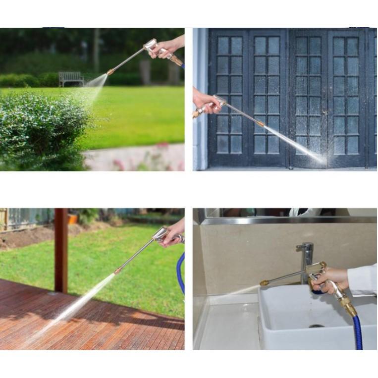 EuroQuality Vòi xịt rửa xe vệ sinh nhà cửa tăng áp bằng 15m dây có bình tạo bọt