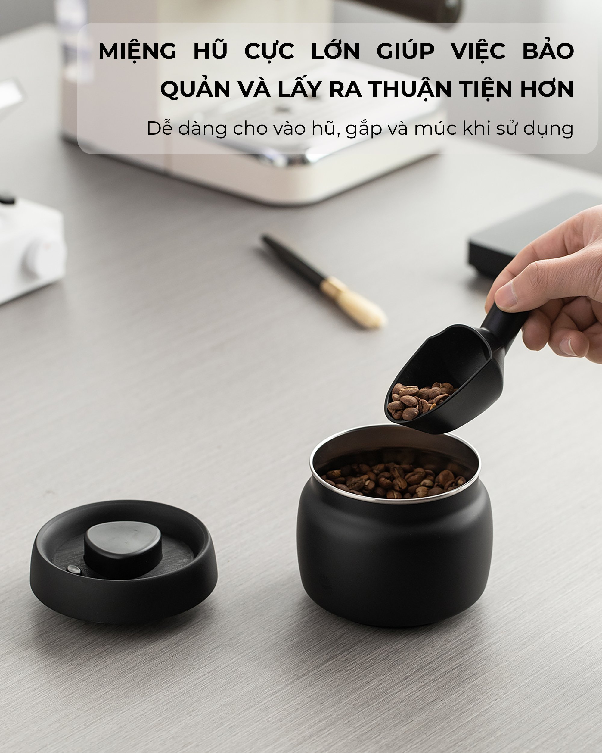 Hũ lọ inox 304 hút chân không bảo quản thực phẩm Cafede Kona