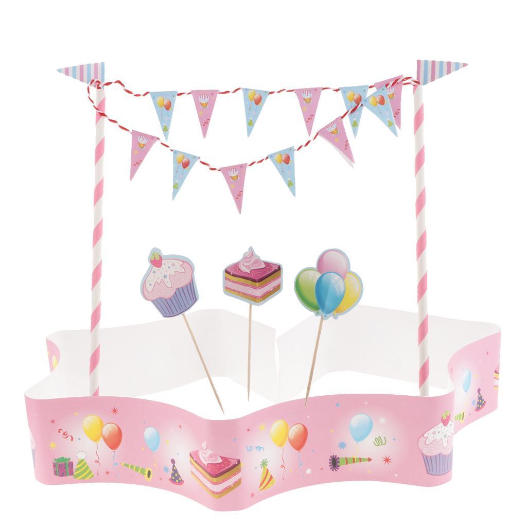 5 Pieces Lovely Balloon Cake Topper Cake Banner Cupcake Picks Cake Wrapper