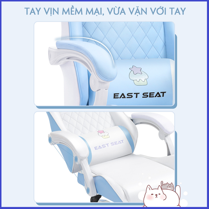 Ghế gaming cao cấp, ghế gameing có gác chân, ghế game chân xoay 360°, ghế livestream tùy chỉnh nâng hạ độ cao, độ ngả lưng.