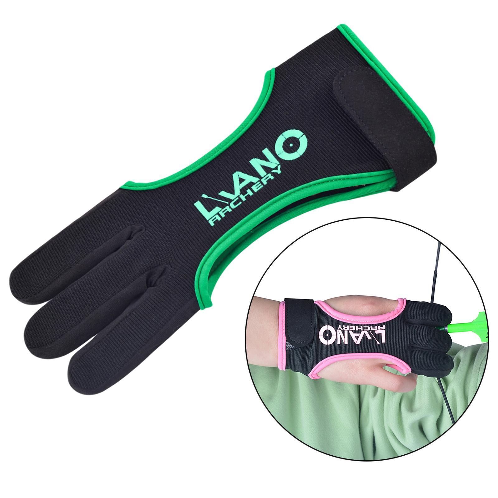 2 Piece Shooting Gloves 3 Finger Leather Gloves for Recurve Compound Black