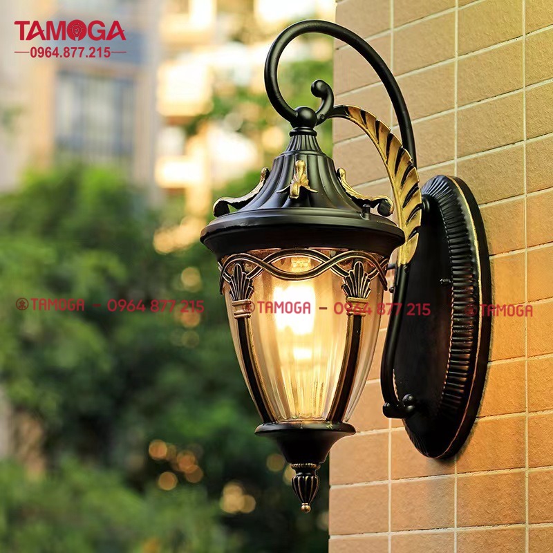 Đèn gắn tường trang trí ngoài trời TAMOGA HIRA 1302 đen + Tặng kèm bóng led AS Vàng