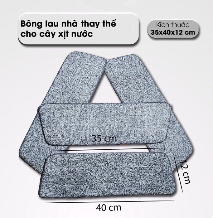 Bông lau thay thế 40x12cm - Dành cho cây lau nhà phun nước dạng sương cho sàn gỗ, dễ dàng lấy đi vết bẩn