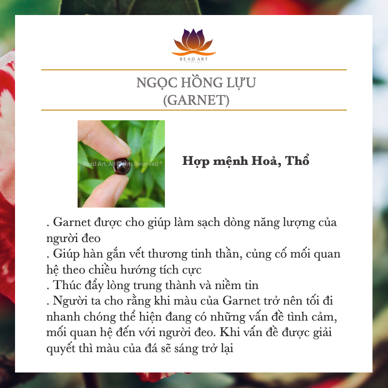 Chuỗi Vòng Tay 108 Hạt Đá Garnet, Hồng Ngọc Lựu Tự Nhiên 3.6-4MM, Vòng Tay Phong Thuỷ, Trang Sức, Chuỗi Hạt, Mệnh Hoả, Thổ - Bead Art